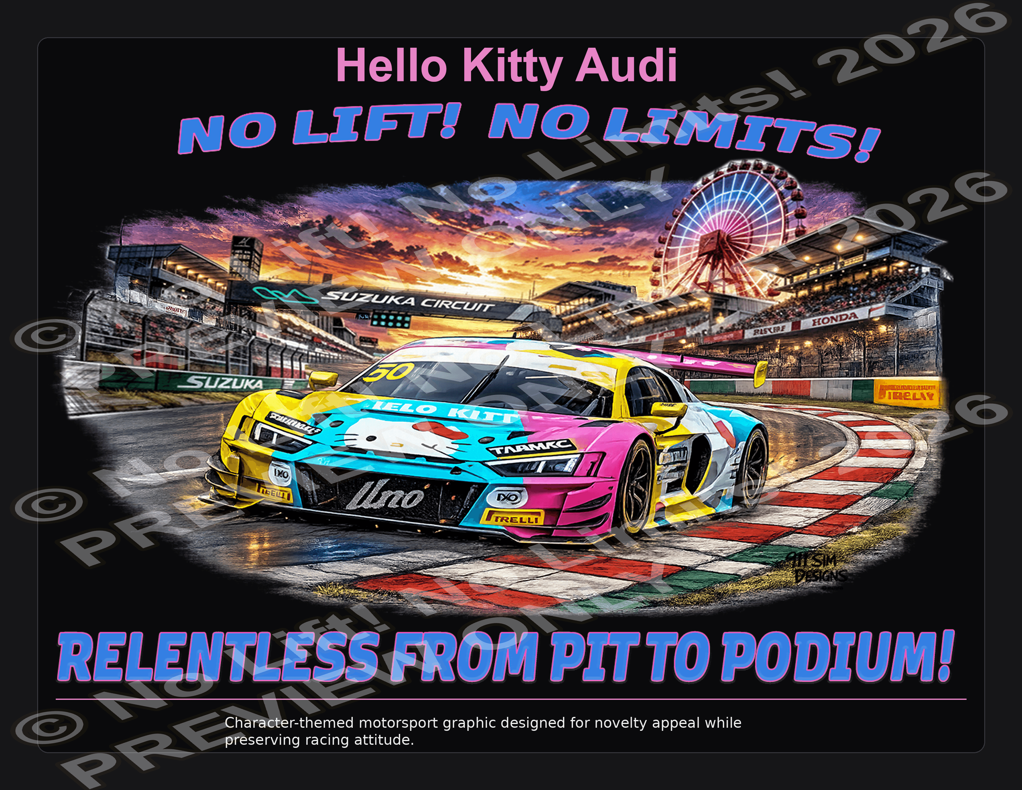 Hello Kitty motorsport artwork on Instagram